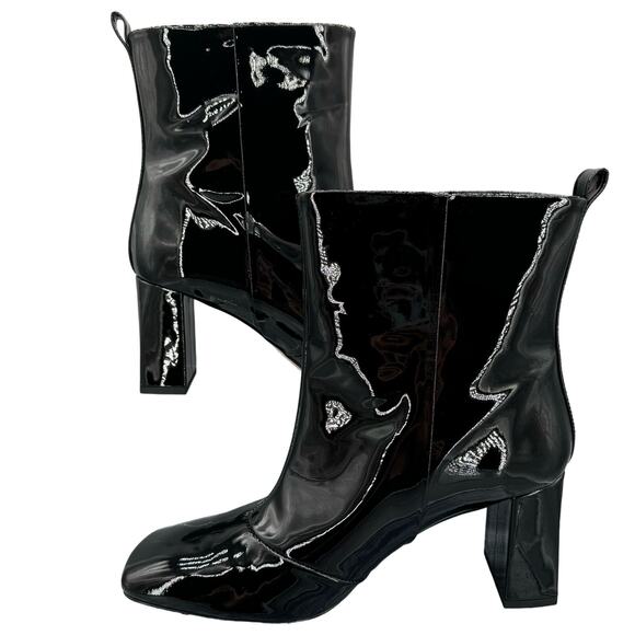 NEW Good American Women’s Square Toe Booties Black Size 10 - Picture 2 of 10